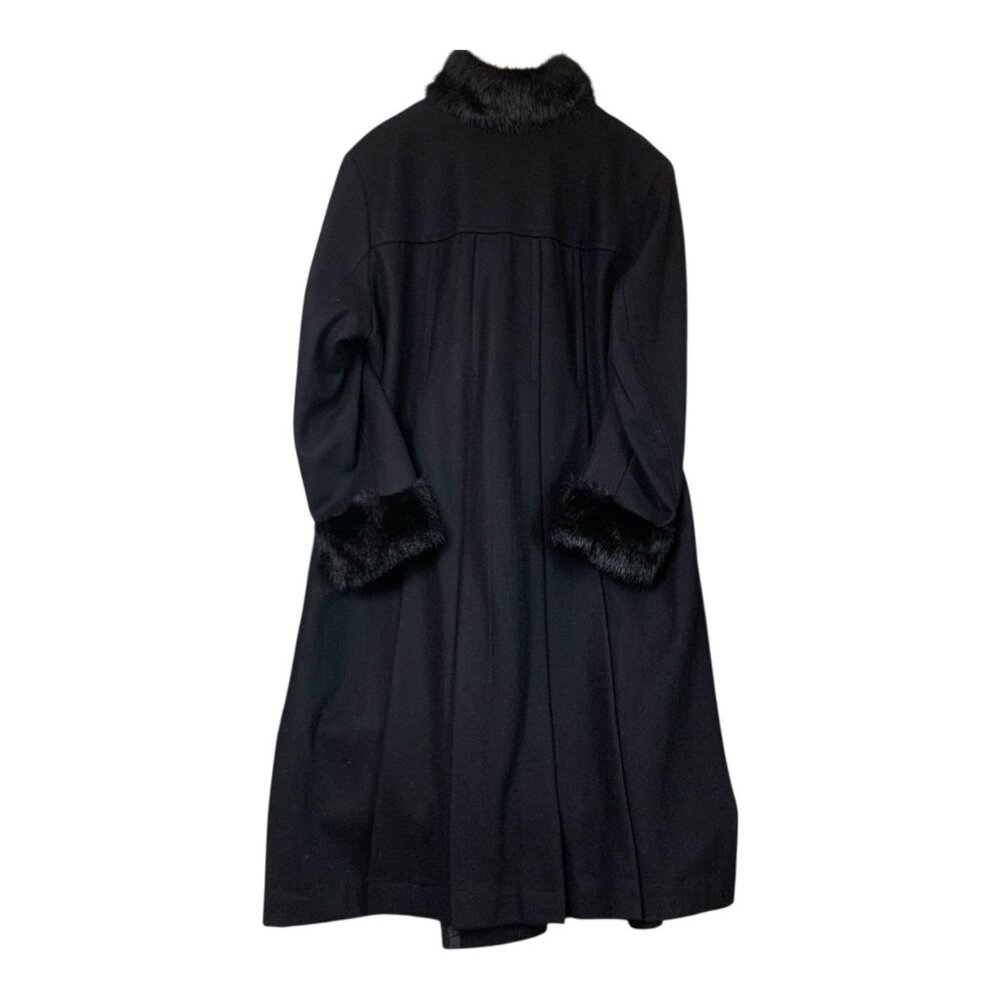VTG Jonathan Michael Women's Black Wool Blend Long Coat Faux Fur Trim‎ Size 18W - Picture 8 of 15